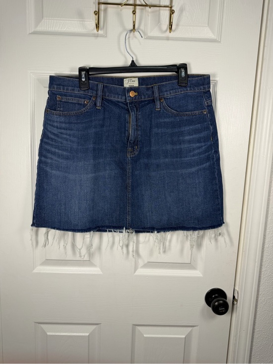 J. Crew Dresses & Skirts - J. Crew Indigo Denim Mini Skirt with Frayed Hem